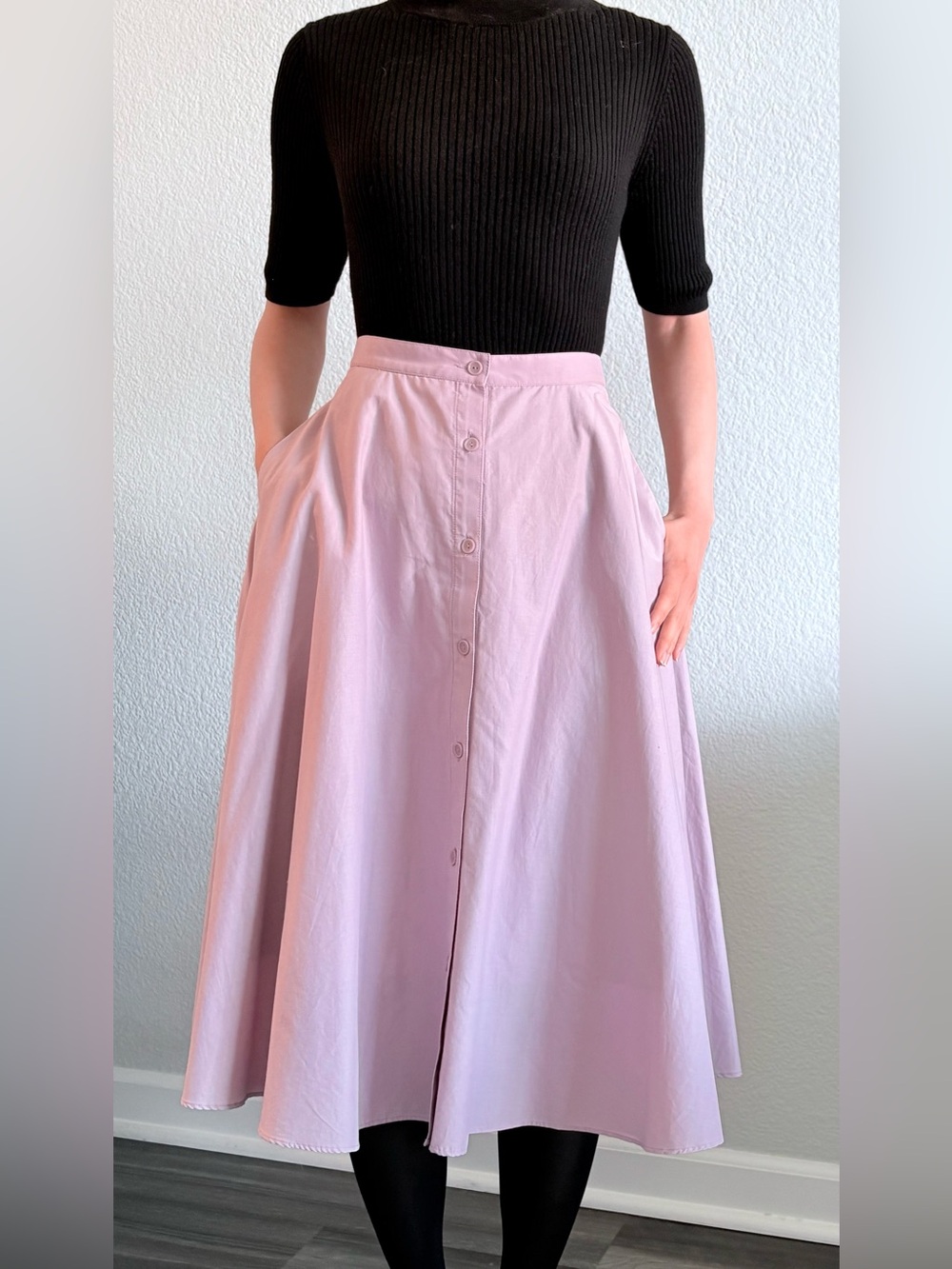 UNIQLO - Lavender Front Button Circled Midi Skirt - XS